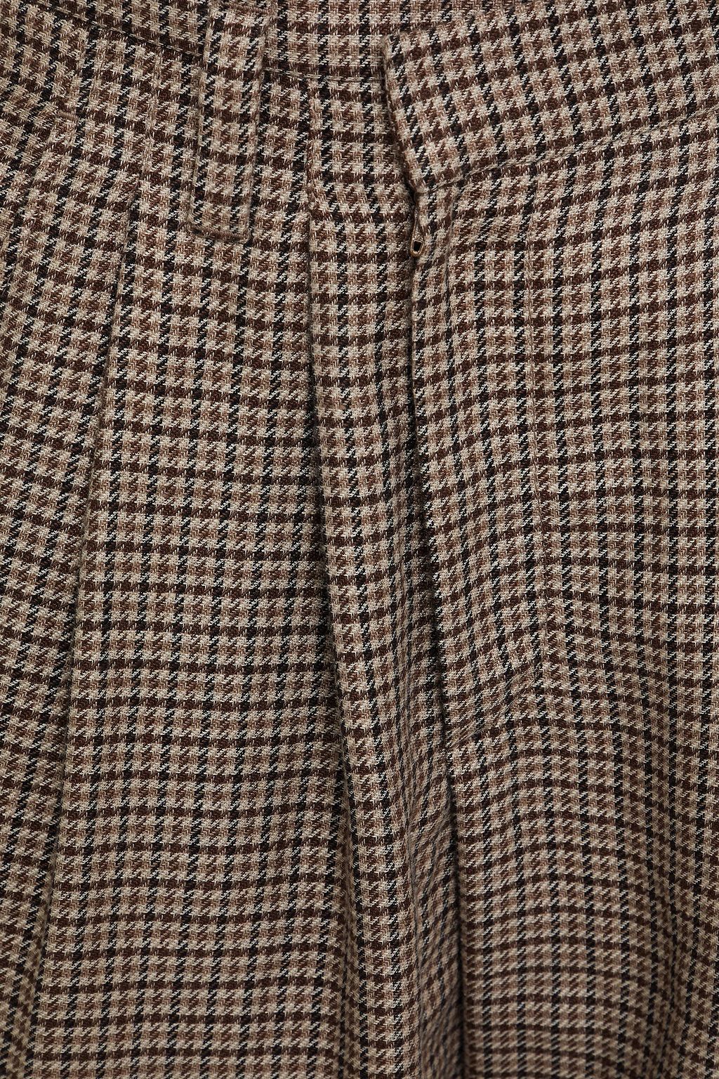BRUNELLO CUCINELLI Houndstooth wool, silk and linen blend straight-leg pants
