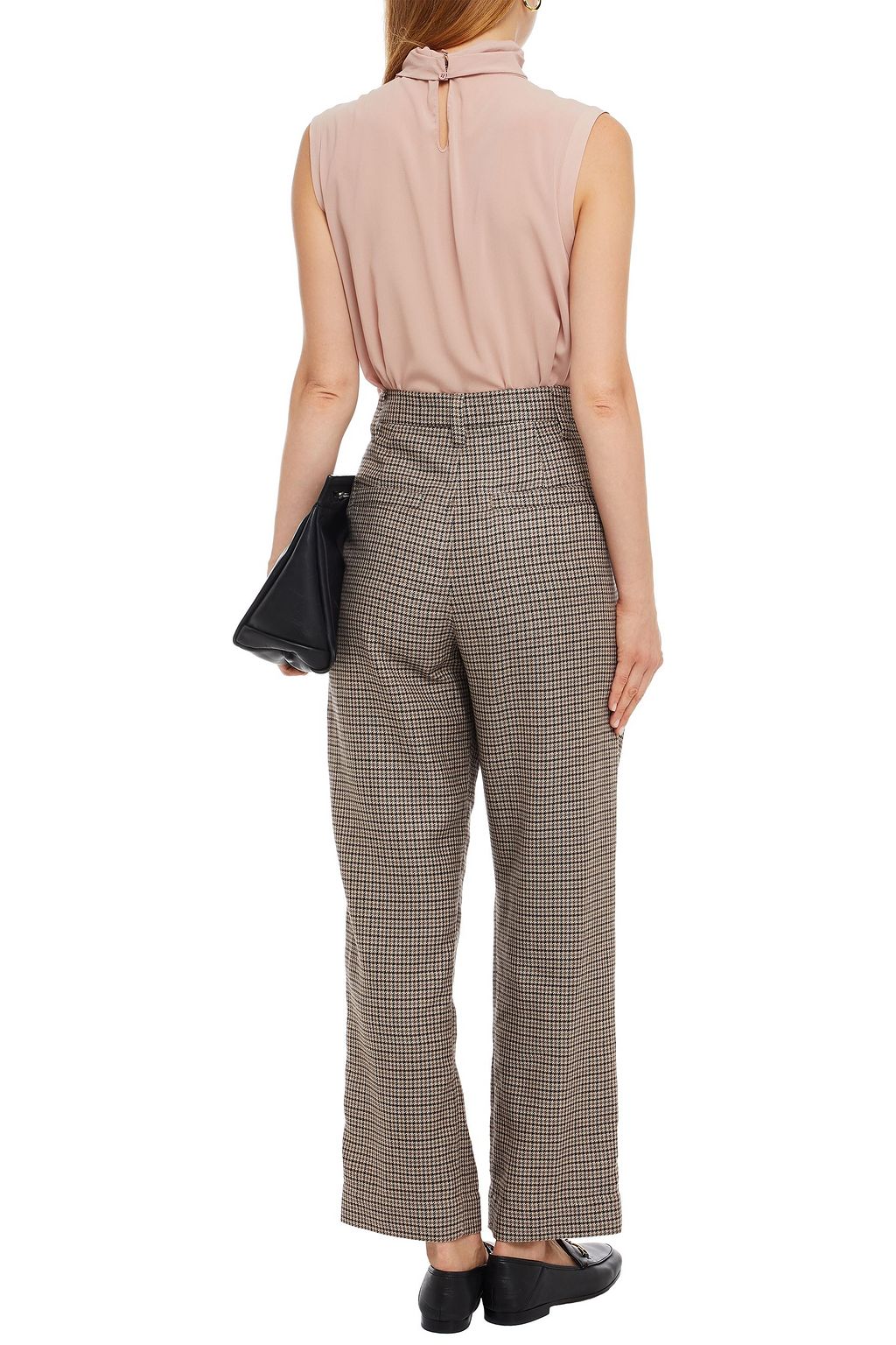 BRUNELLO CUCINELLI Houndstooth wool, silk and linen blend straight-leg pants