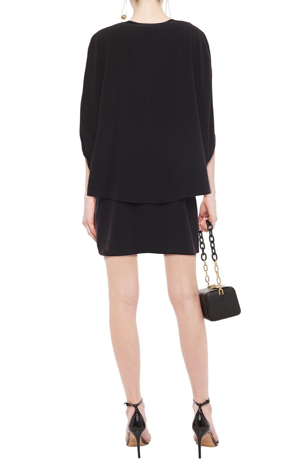 HALSTON Wrap-effect cape-back stretch-crepe mini dress