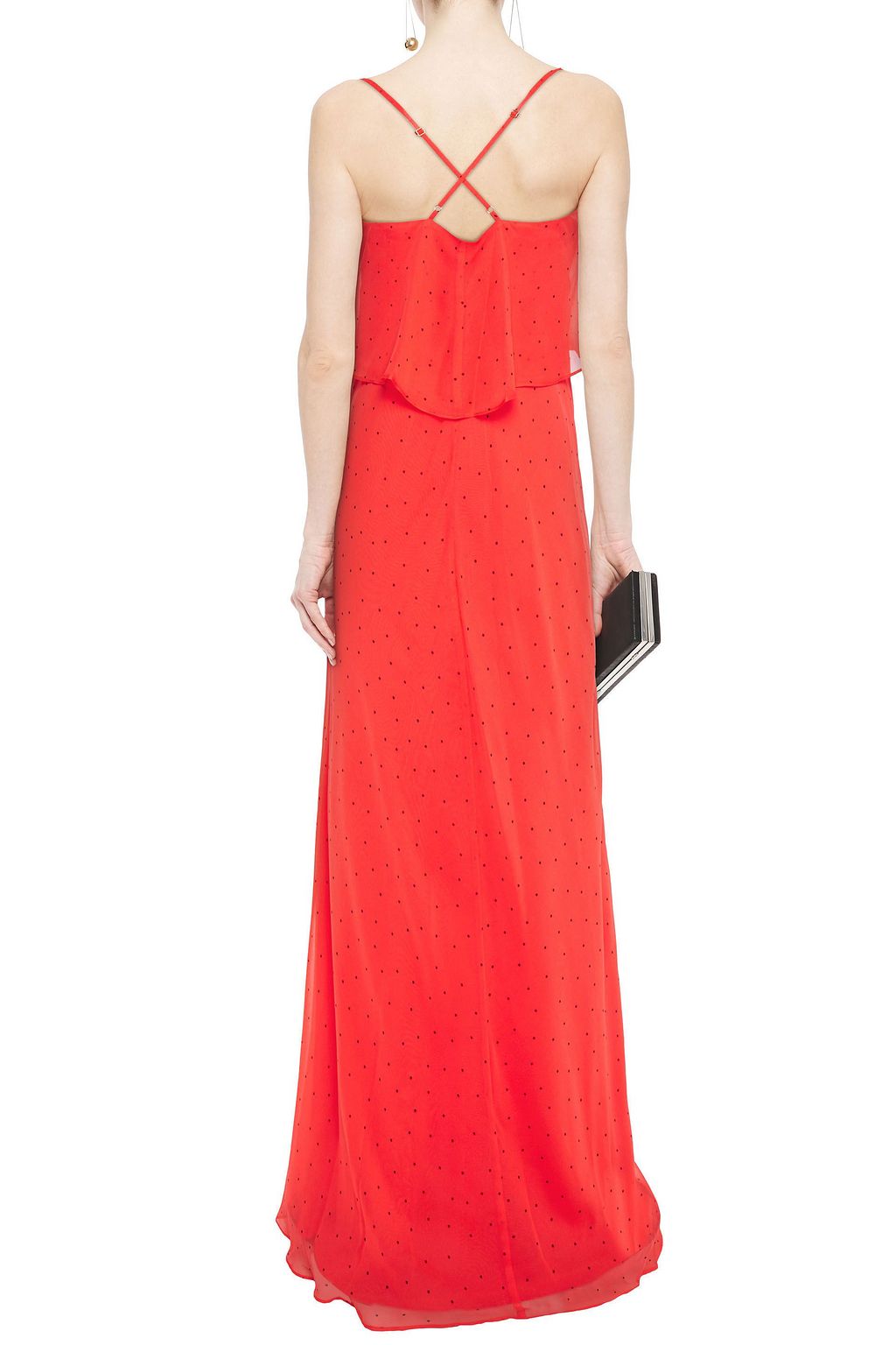 MICHELLE MASON Draped polka-dot silk-chiffon gown