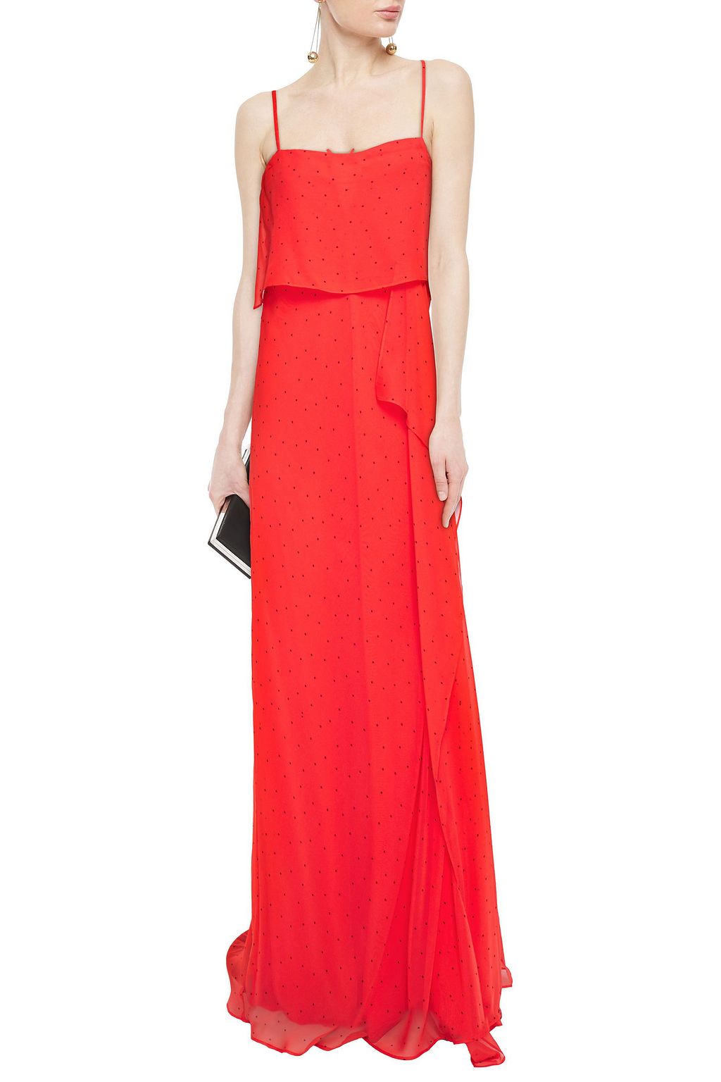 MICHELLE MASON Draped polka-dot silk-chiffon gown