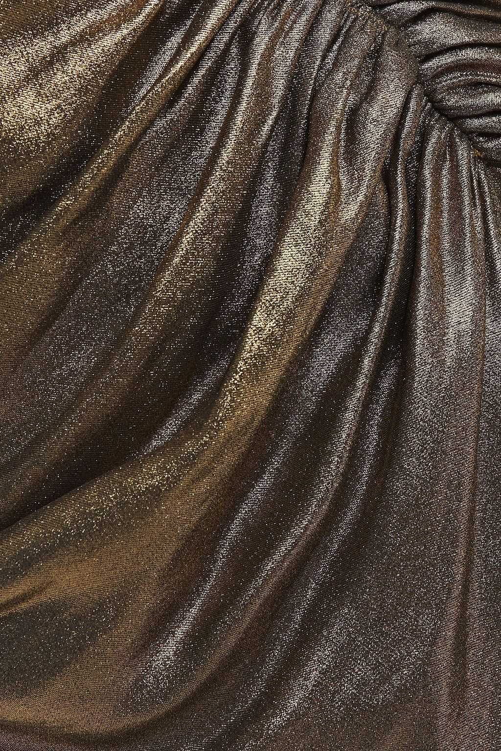 HALSTON Ruched lamé gown