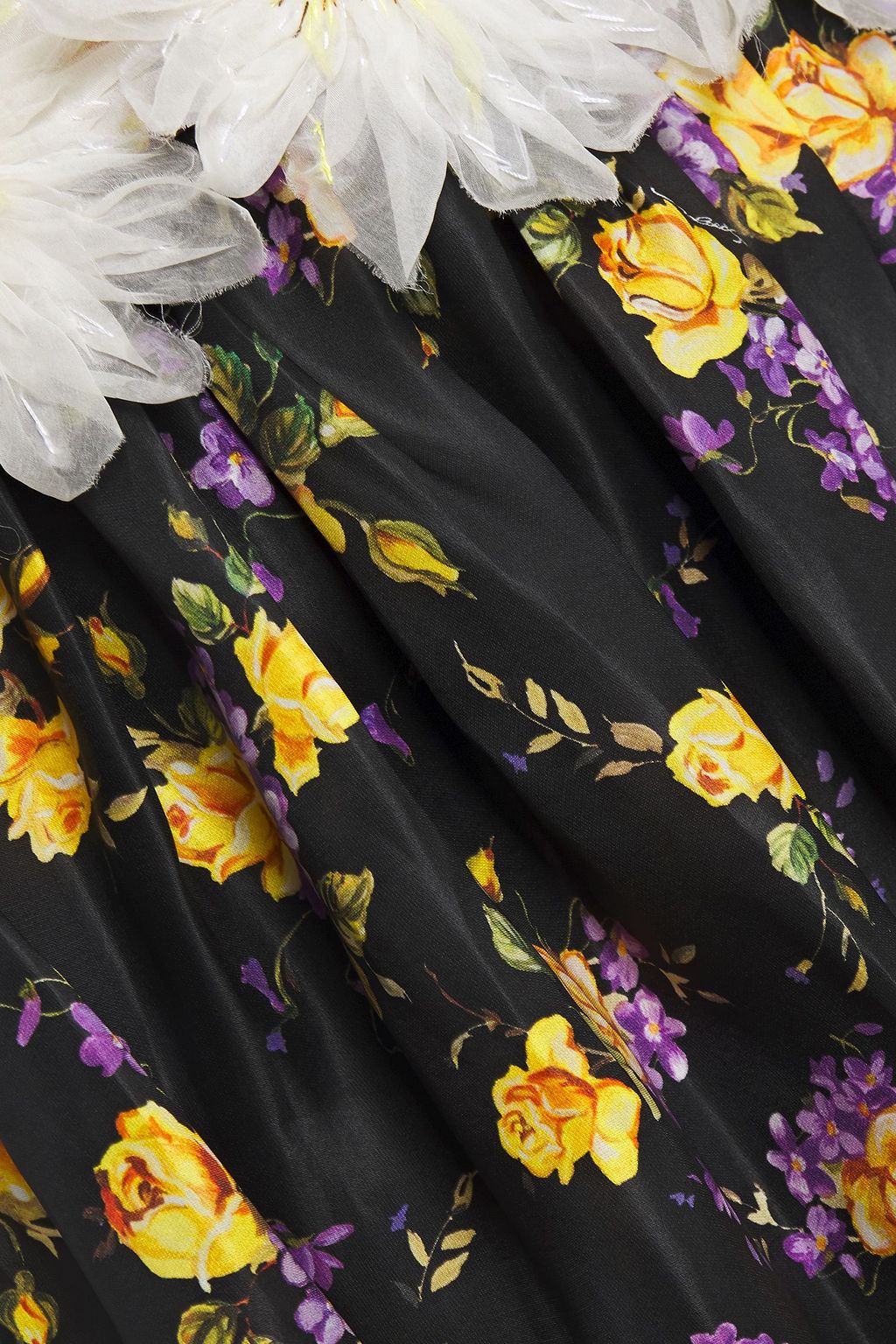 DOLCE&GABBANA Tiered appliquéd floral-print silk-organza gown