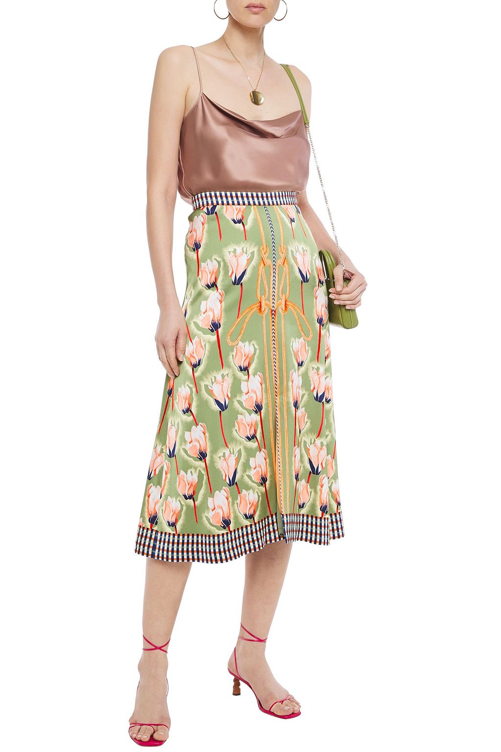 TEMPERLEY LONDON Arabesque floral-print satin-crepe midi skirt
