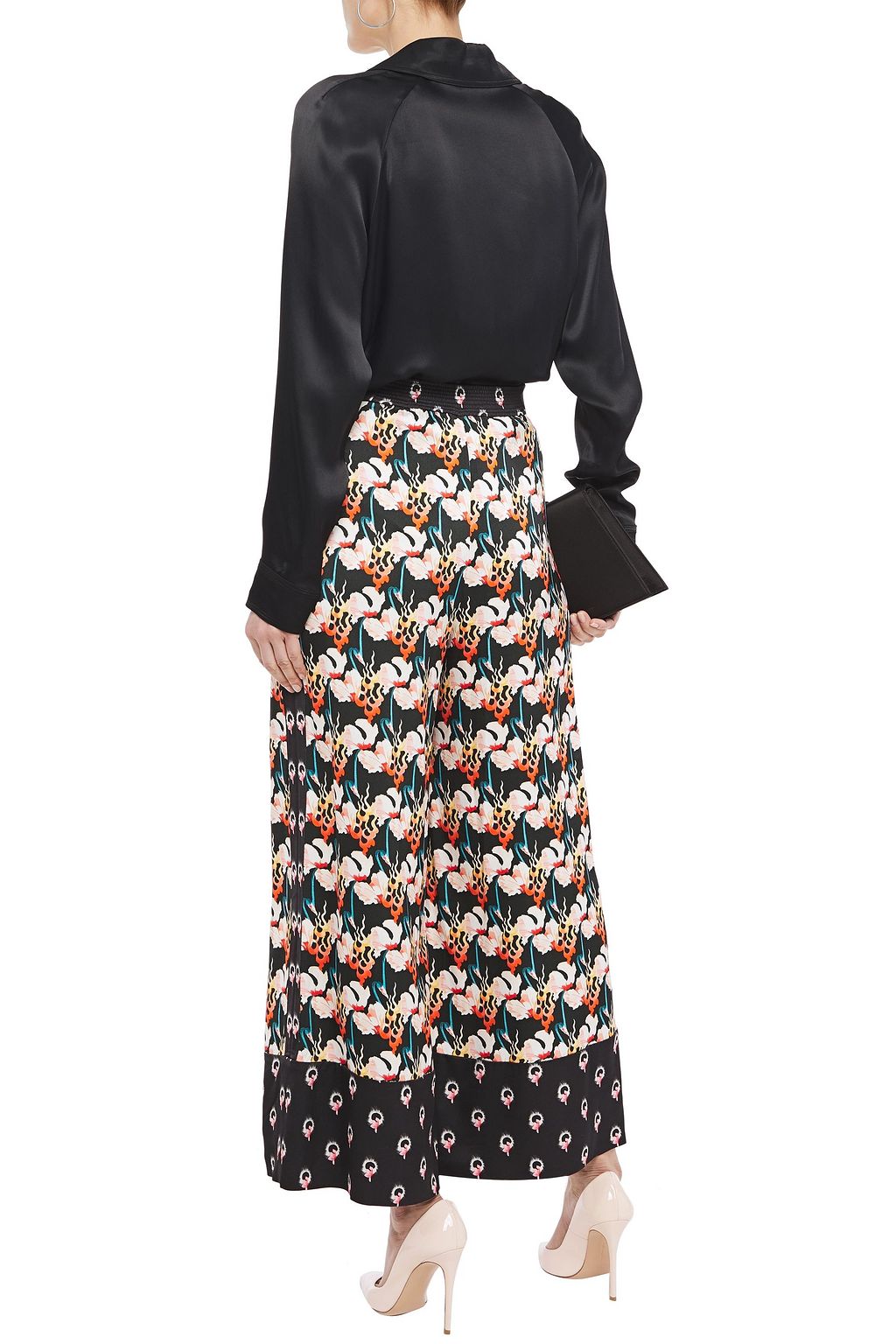 TEMPERLEY LONDON Dragonfly floral-print satin wide-leg pants