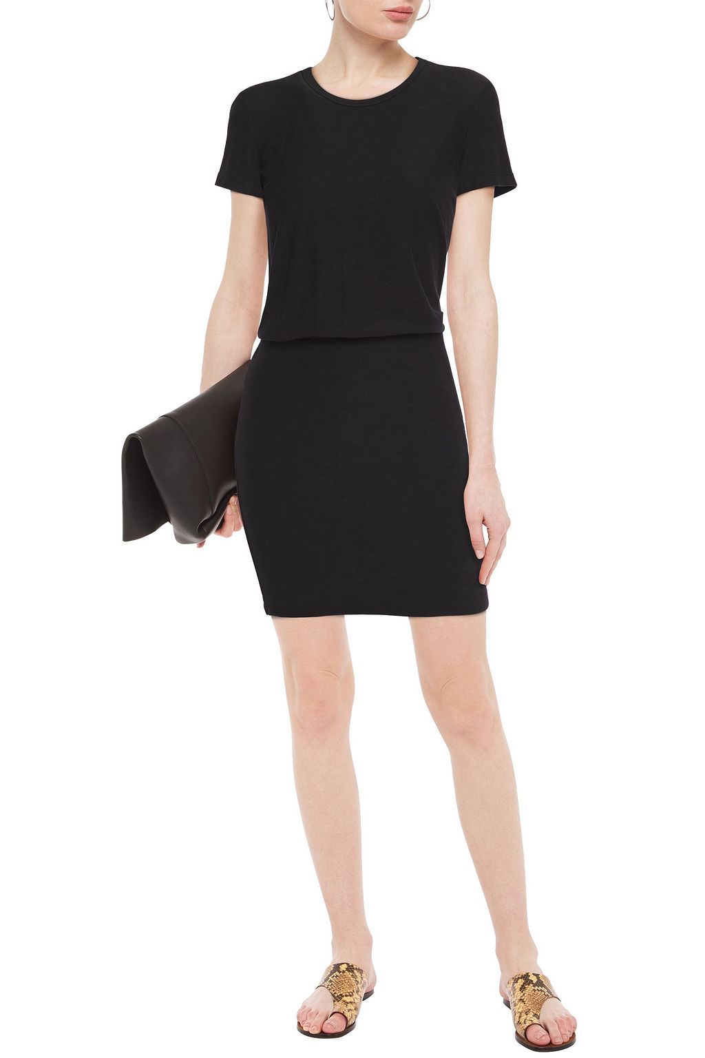 JAMES PERSE Gathered stretch-cotton jersey mini dress