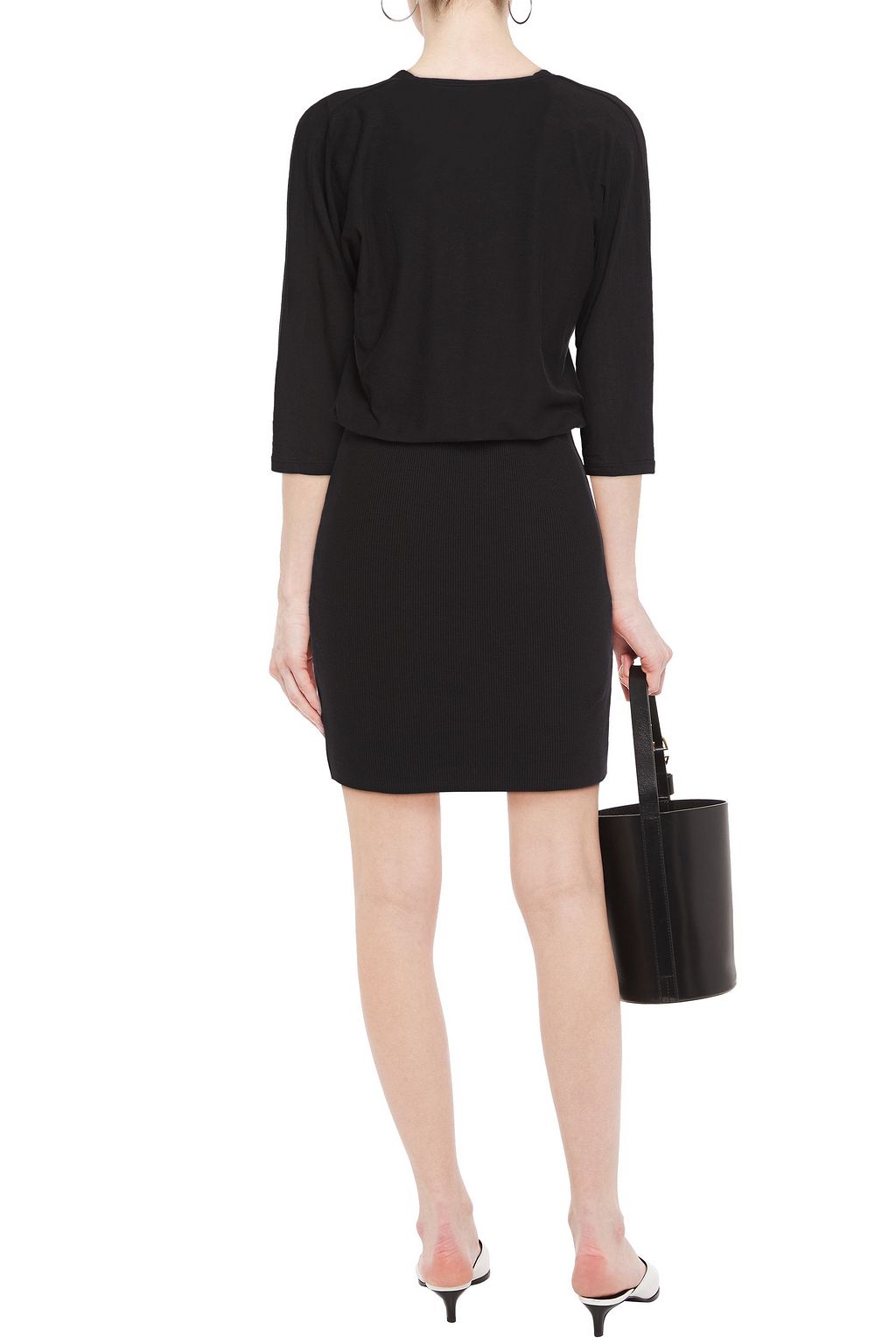 JAMES PERSE Stretch cotton-paneled ribbed jersey mini dress