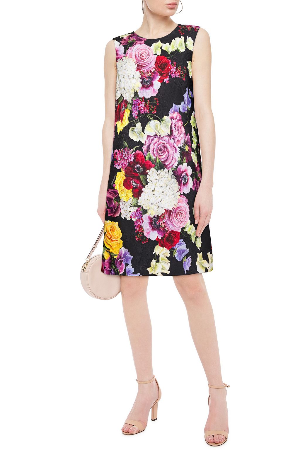 DOLCE&GABBANA Cotton-blend floral-jacquard mini dress