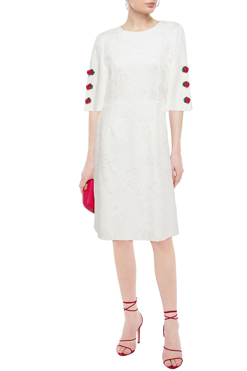 DOLCE&GABBANA コットン混ブロケード ワンピース ボタン付き