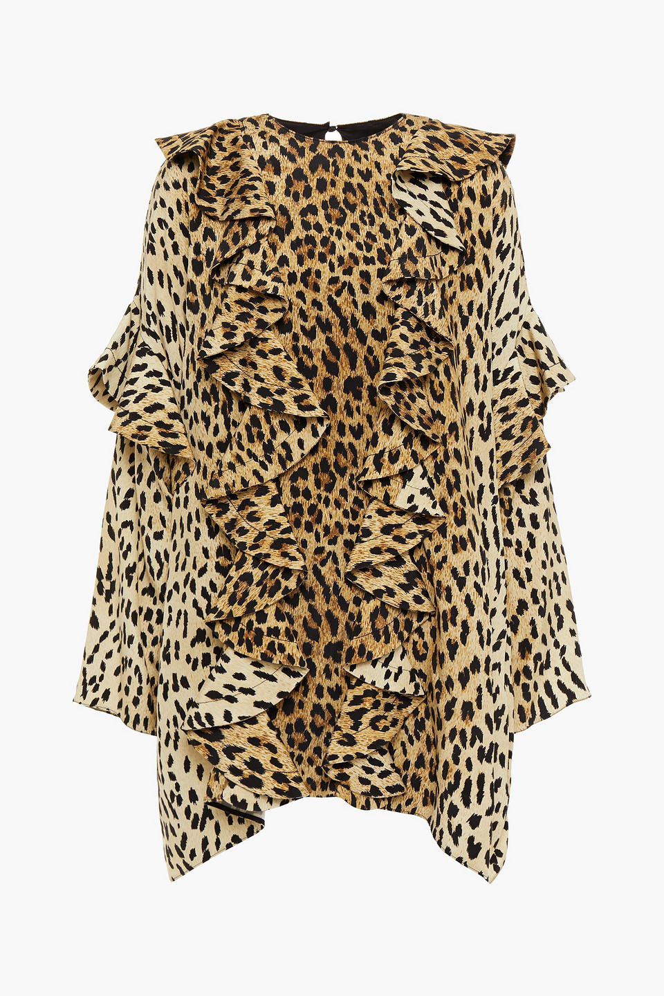 Valentino Woman Ruffled Leopard-print Silk Crepe Mini Dress Animal Print Size 38