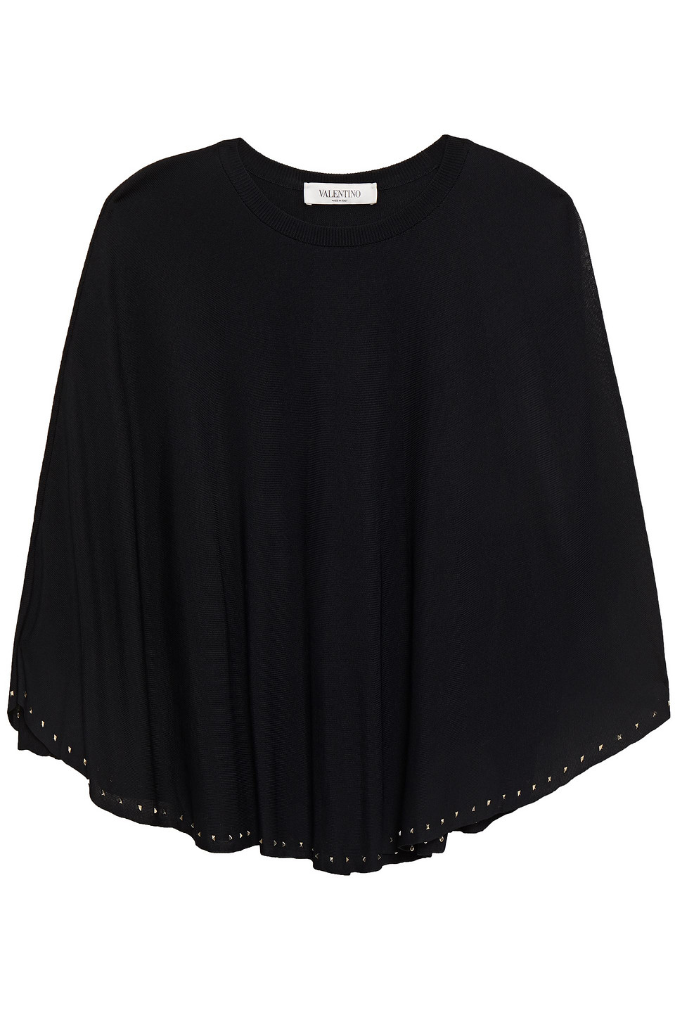Valentino Woman Cape-effect Studded Knitted Top Black Size M