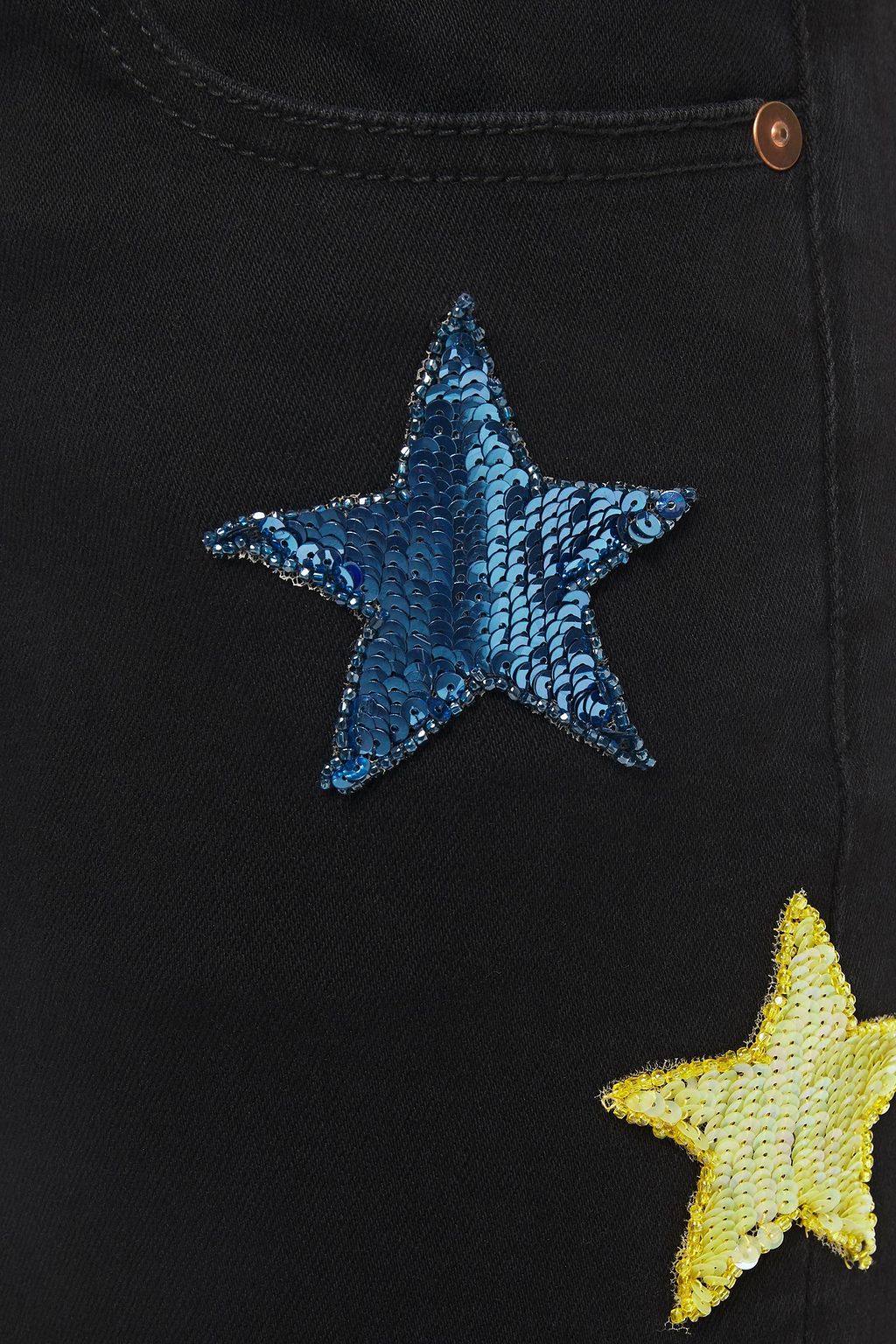 VALENTINO GARAVANI Sequin-embellished mid-rise skinny jeans