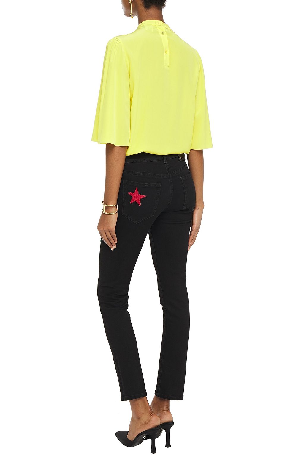 VALENTINO GARAVANI Sequin-embellished mid-rise skinny jeans