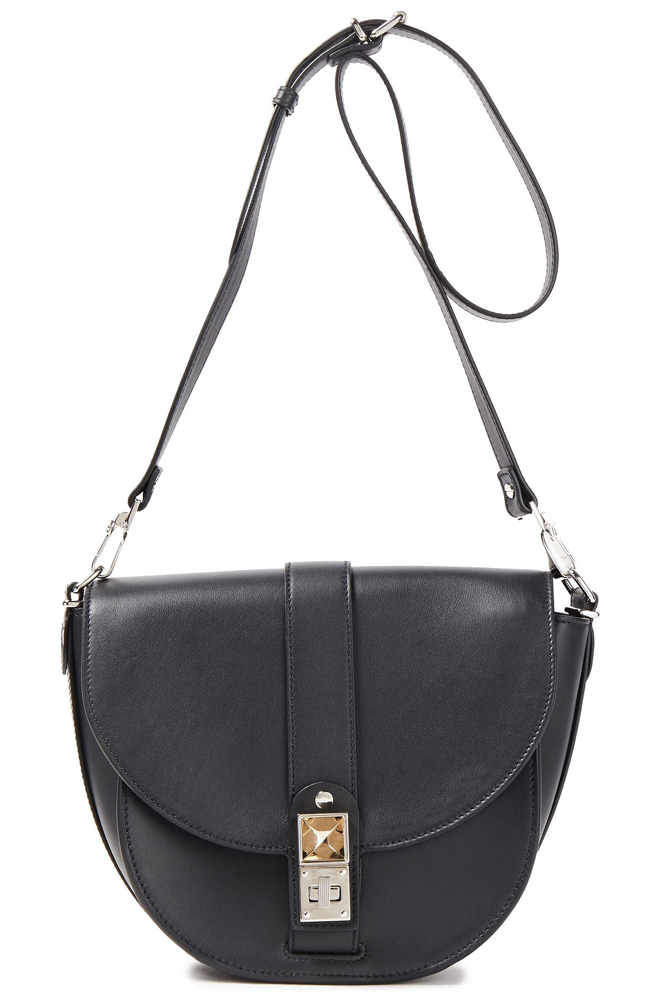Proenza Schouler Woman Ps11 Saddle Studded Two-tone Leather Shoulder Bag Black Size --