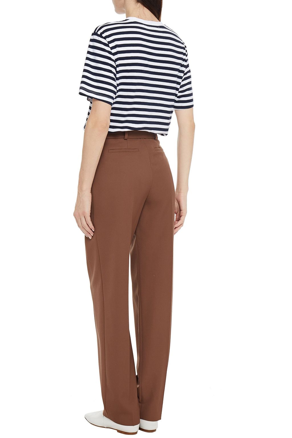 VICTORIA, VICTORIA BECKHAM Belted wool-twill tapered pants