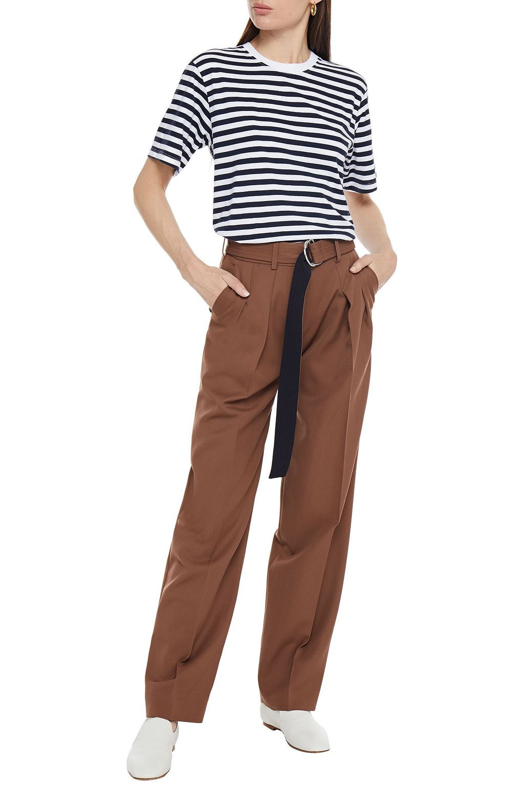VICTORIA, VICTORIA BECKHAM Belted wool-twill tapered pants