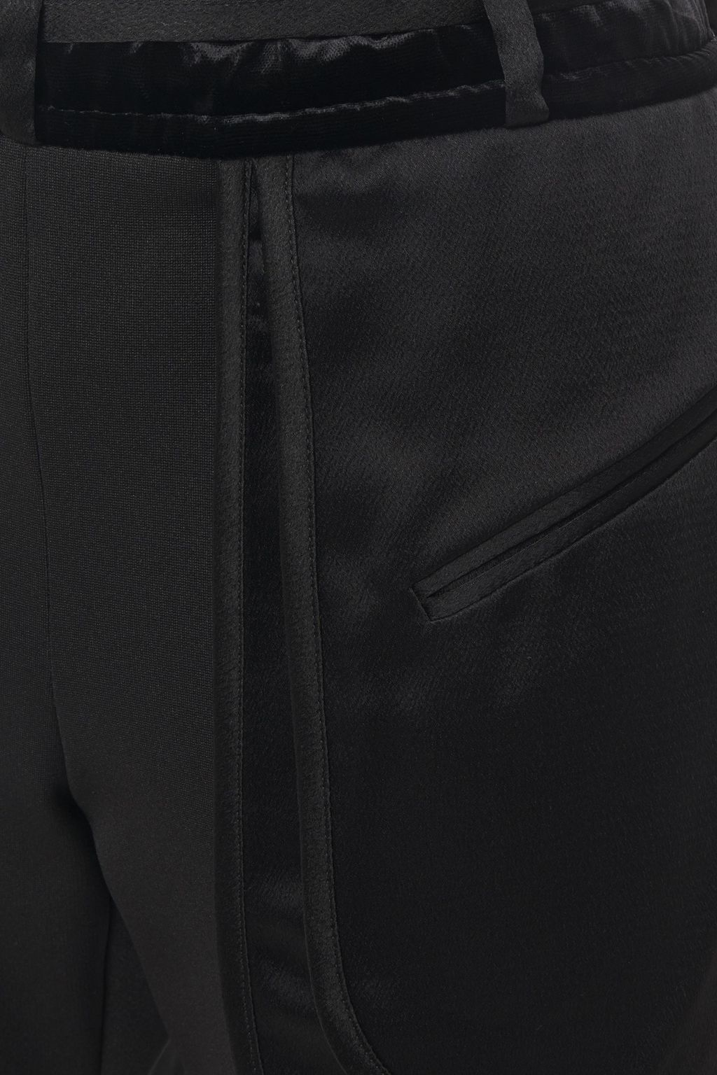 VALENTINO GARAVANI Velvet-trimmed satin-crepe slim-leg pants