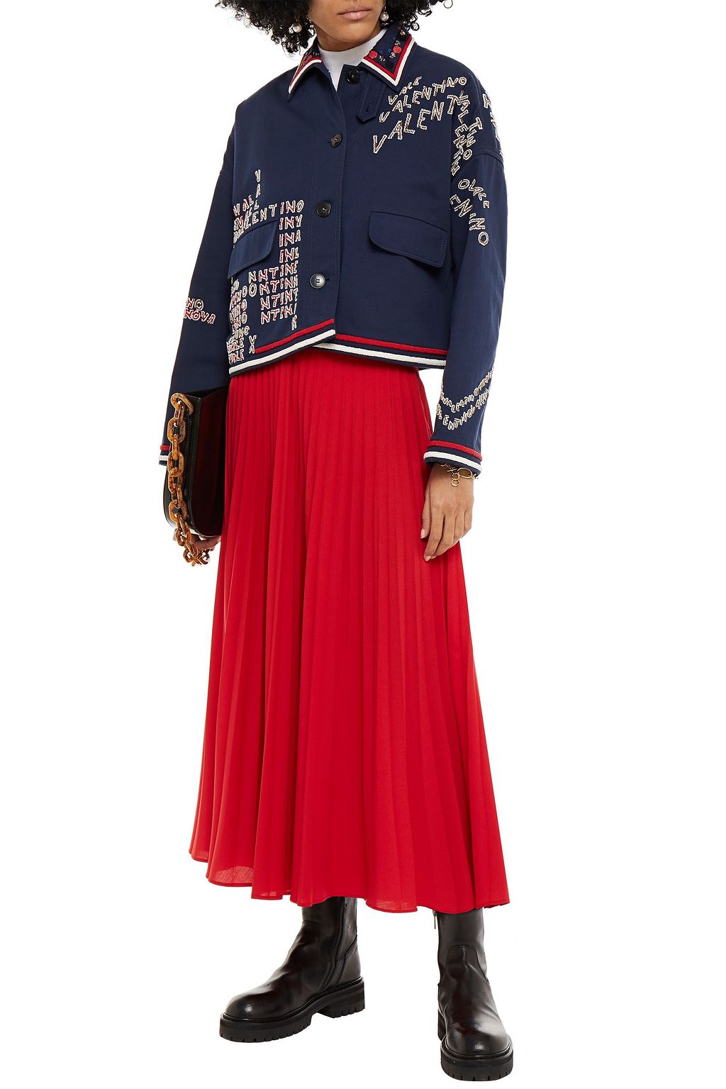 VALENTINO GARAVANI Embellished cotton-drill jacket