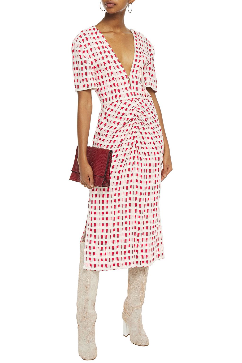 PROENZA SCHOULER Ruched jacquard-knit midi dress