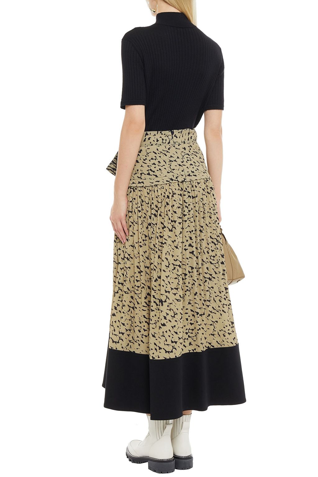 PROENZA SCHOULER Twill-paneled printed crepe midi skirt