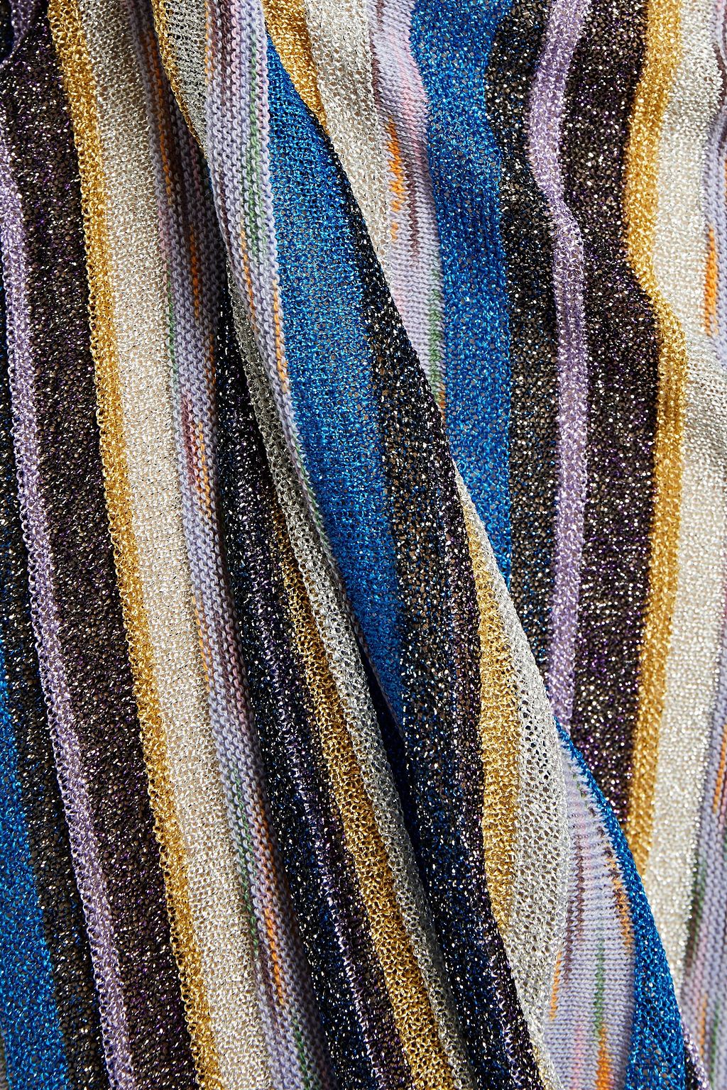 M MISSONI Pleated metallic striped knitted midi skirt
