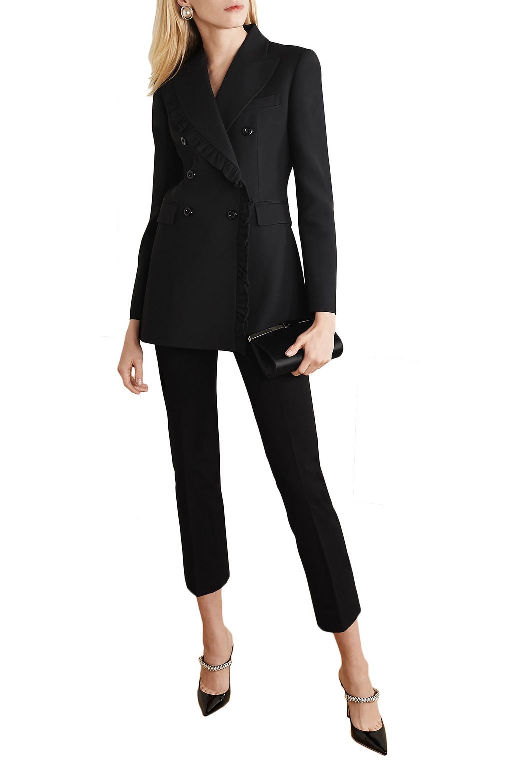 MICHAEL KORS COLLECTION Ruffled double-breasted crepe blazer