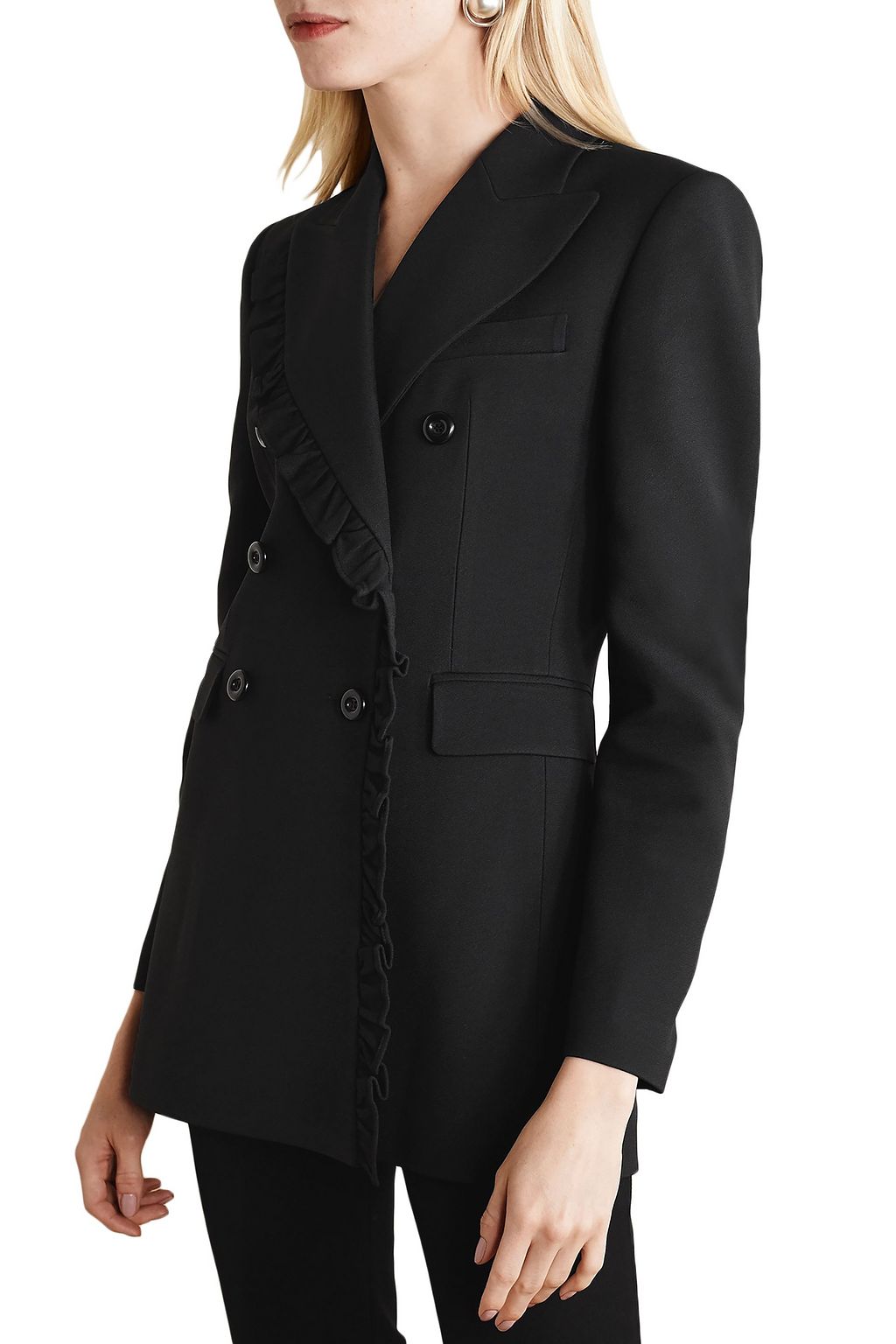 MICHAEL KORS COLLECTION Ruffled double-breasted crepe blazer