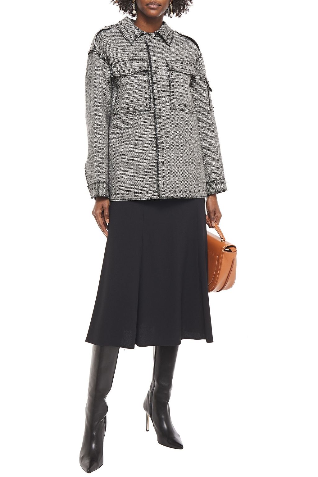 VALENTINO GARAVANI Studded wool-tweed jacket