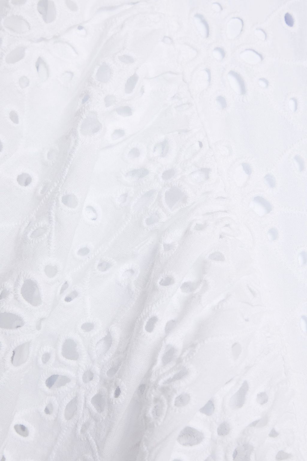 MELISSA ODABASH Kristal bow-detailed ruffled broderie anglaise cotton top