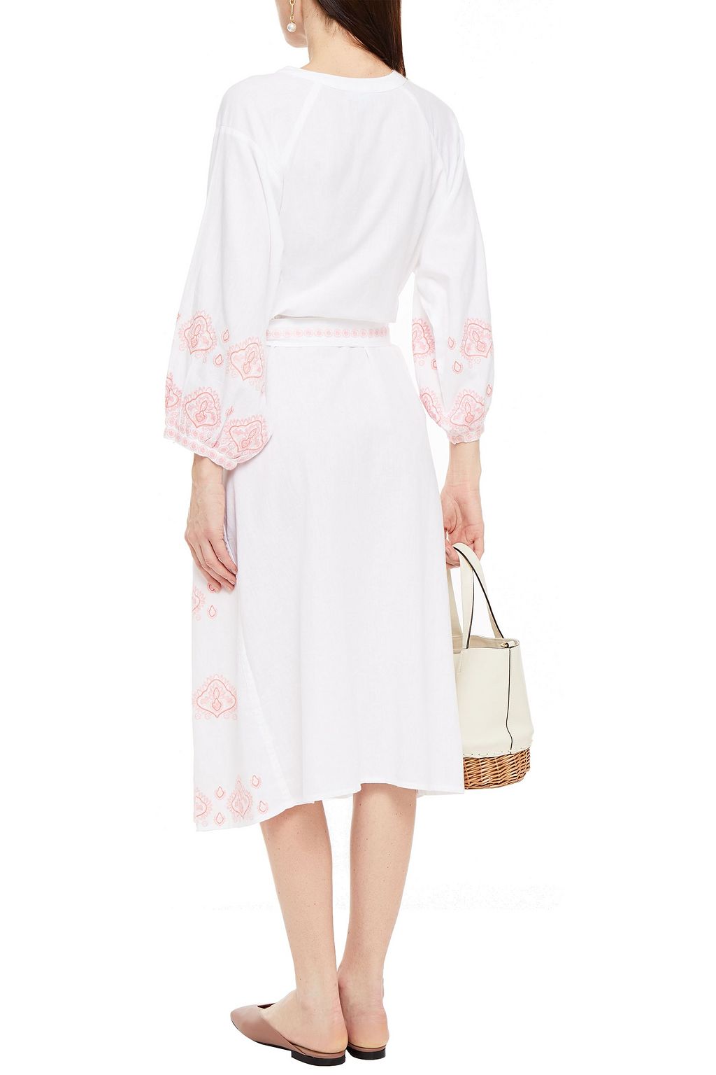 MELISSA ODABASH Audrey embroidered cotton-voile midi dress
