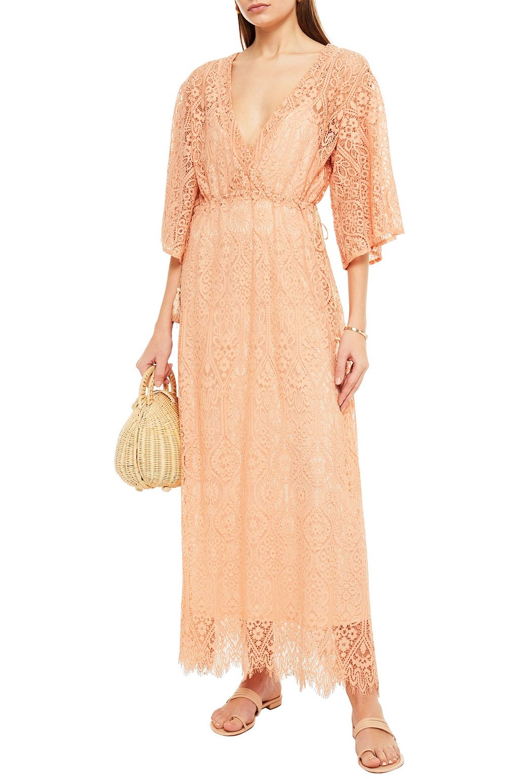 MELISSA ODABASH Mel cotton-blend corded lace kaftan