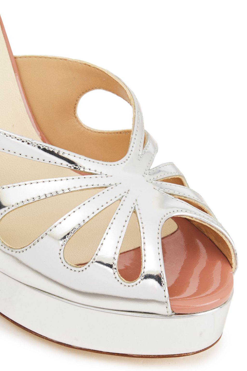 FRANCESCO RUSSO Cutout mirrored-leather sandals