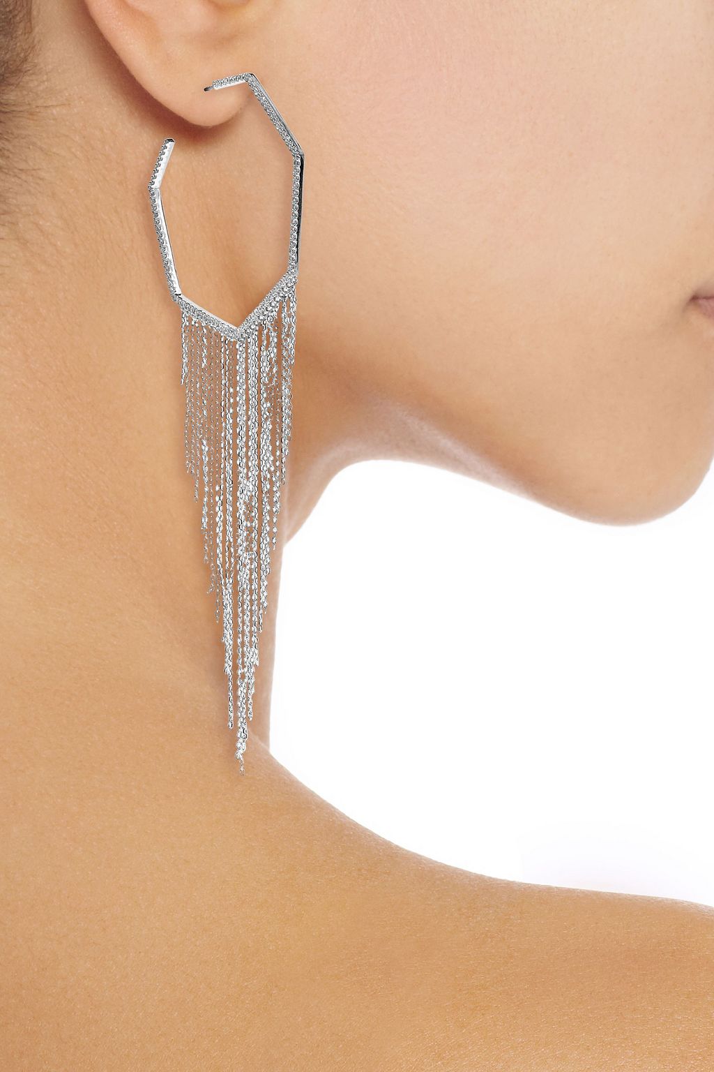 NOIR JEWELRY Rhodium-plated crystal hoop earrings