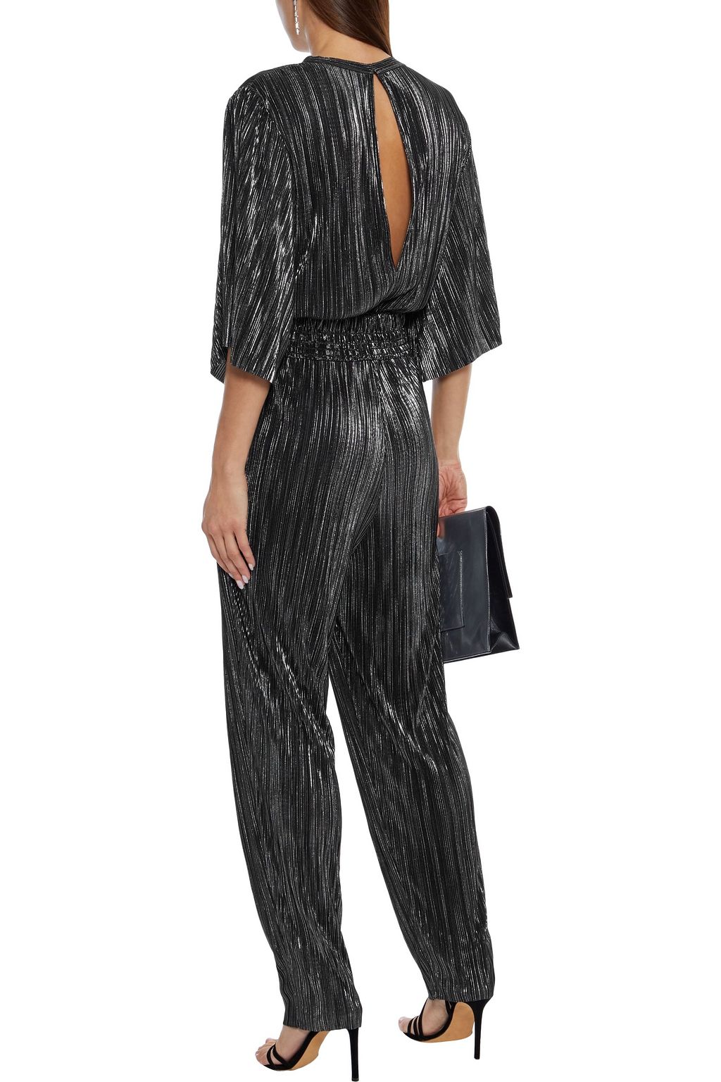 IRO Chimbote metallic plissé-satin jumpsuit