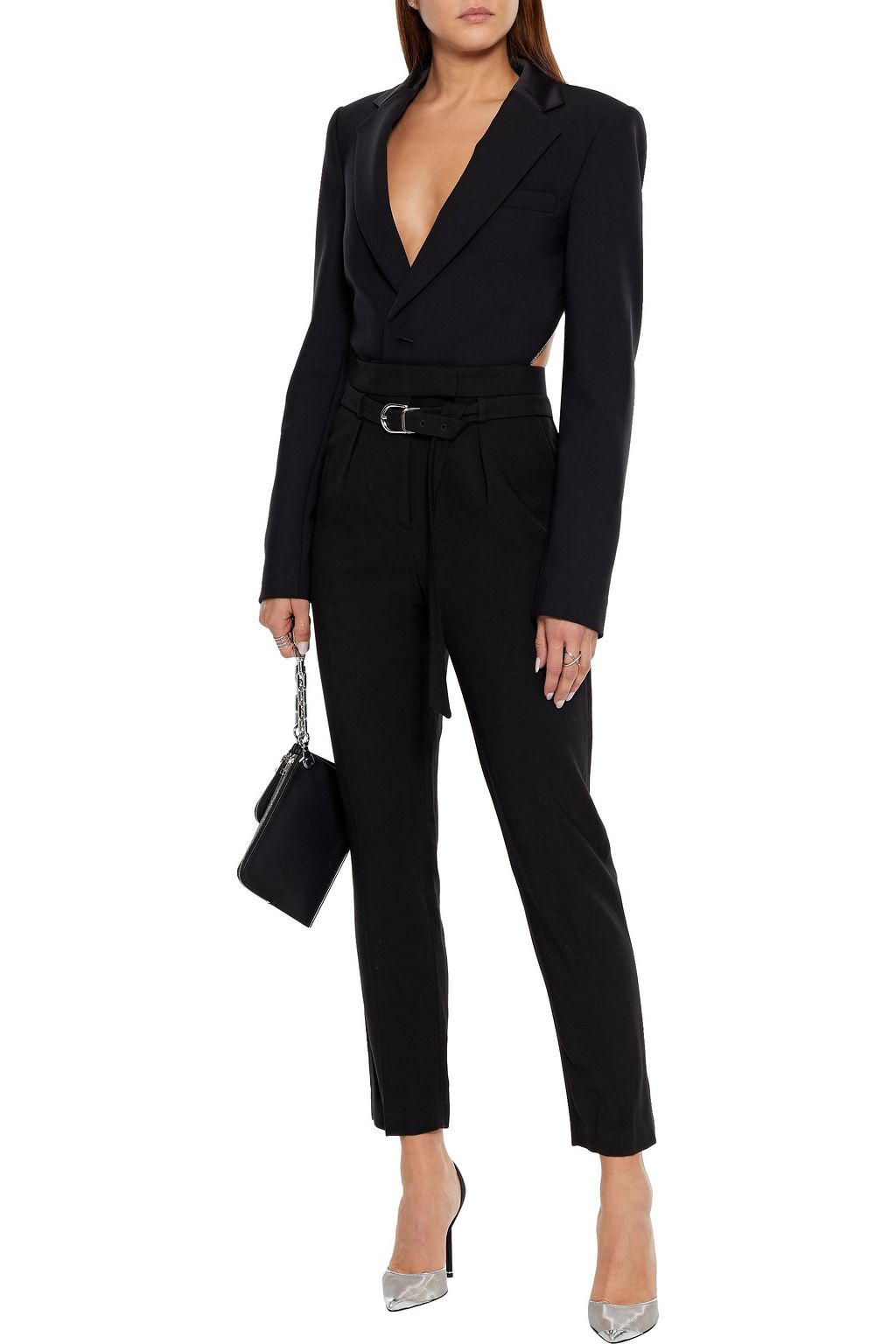 IRO Bill belted pleated cady tapered pants