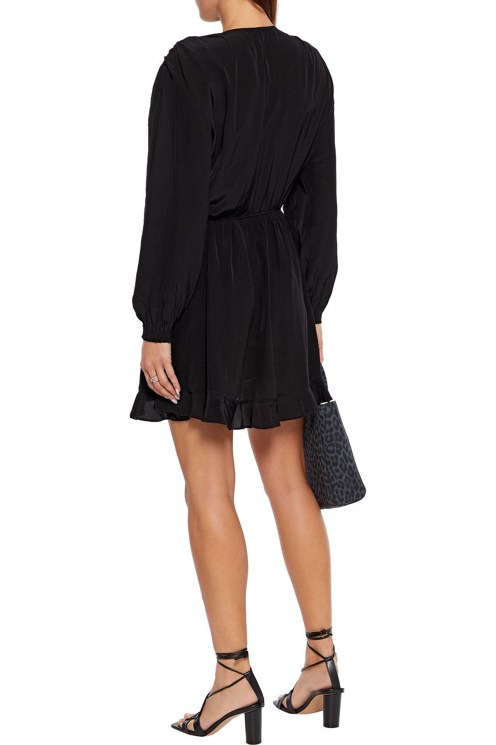 IRO Bloomy ruffled crepe de chine mini wrap dress