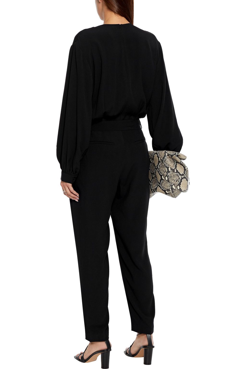 IRO Julliaca belted pleated crepe jumpsuit
