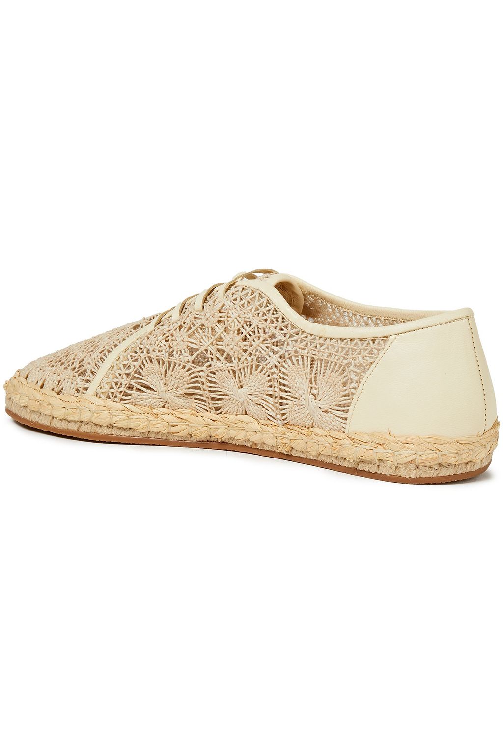 ZIMMERMANN Leather-trimmed crocheted cotton espadrilles