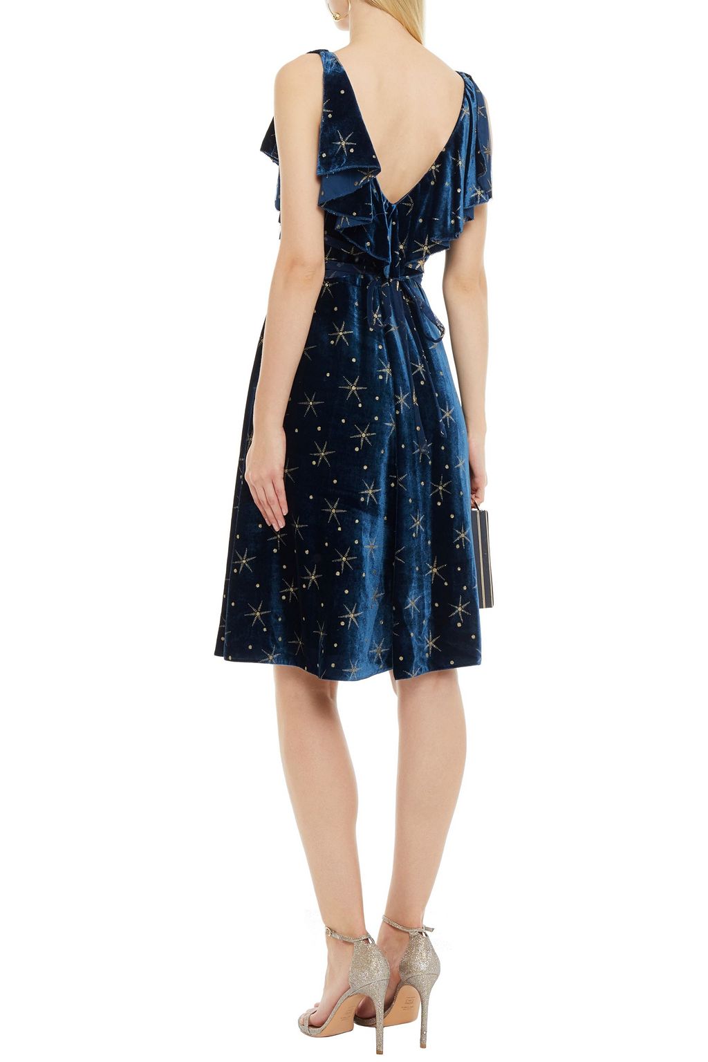 VALENTINO GARAVANI Ruffled glittered velvet dress