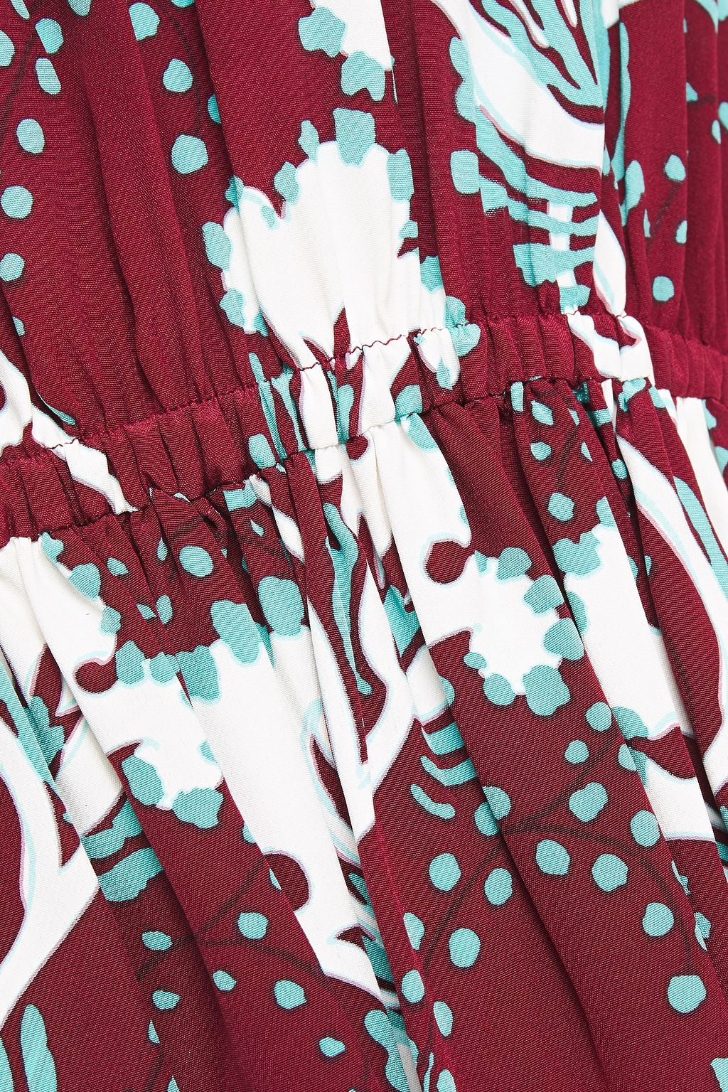 VALENTINO GARAVANI Gathered printed silk-satin mini dress