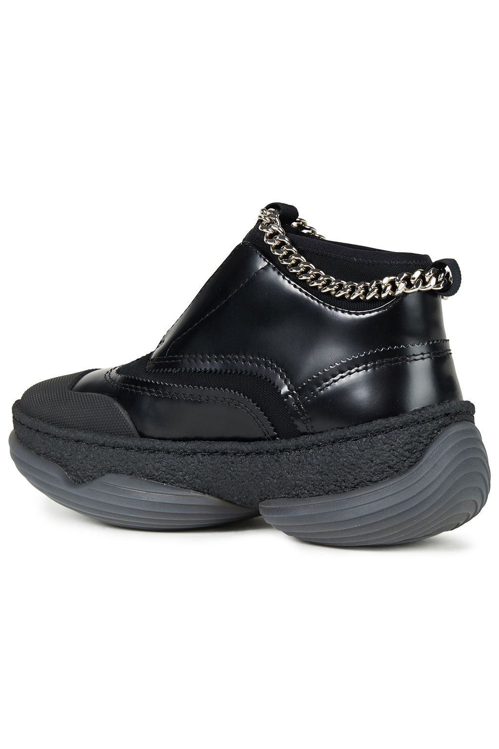 ALEXANDER WANG Mesh-trimmed chain-embellished leather sneakers