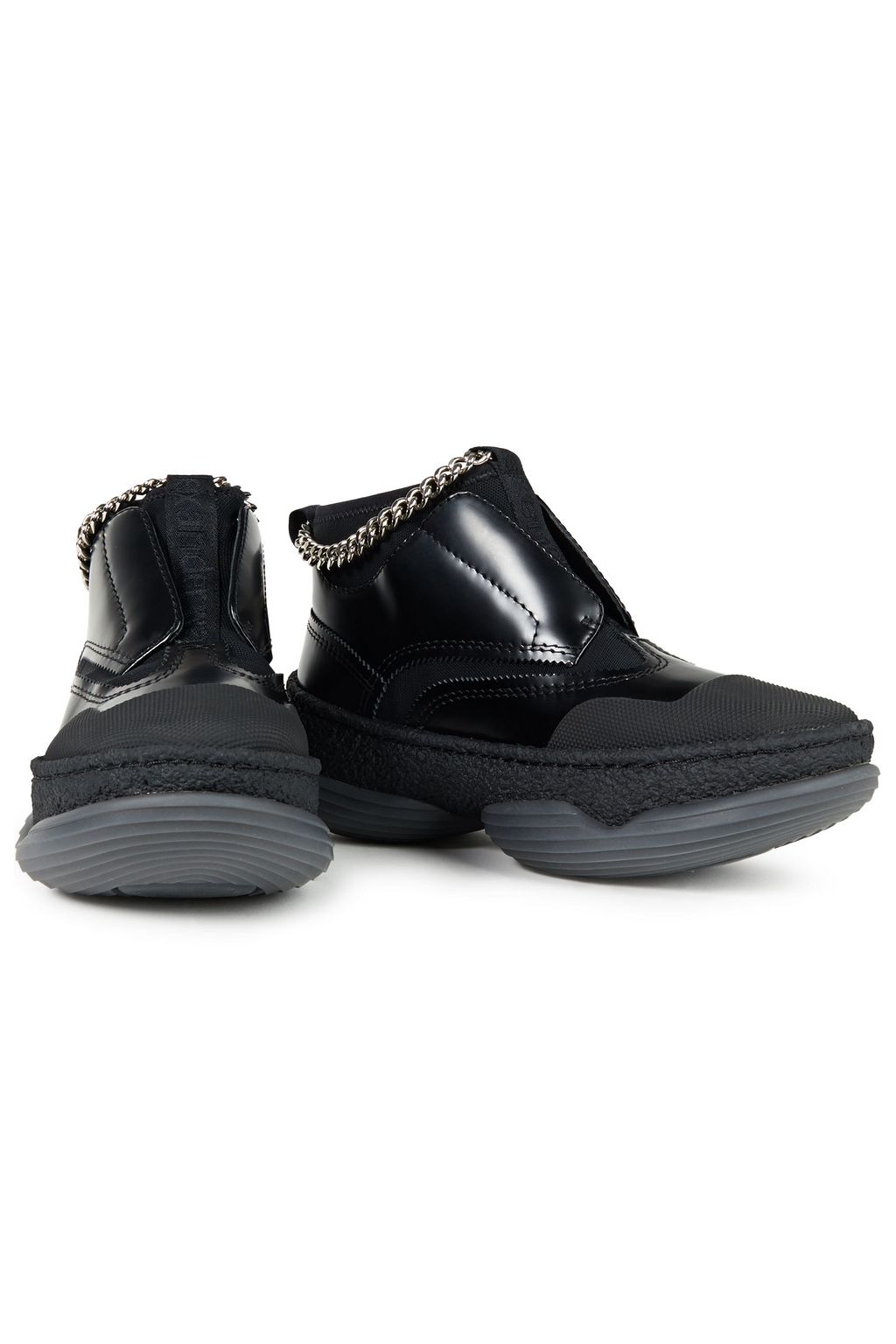 ALEXANDER WANG Mesh-trimmed chain-embellished leather sneakers