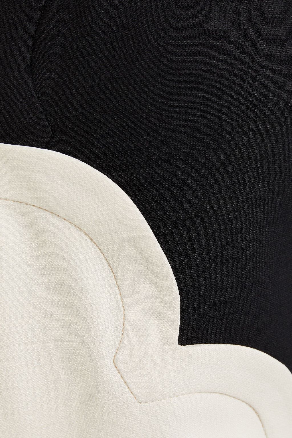 VALENTINO GARAVANI Scalloped two-tone wool and silk-blend crepe mini dress