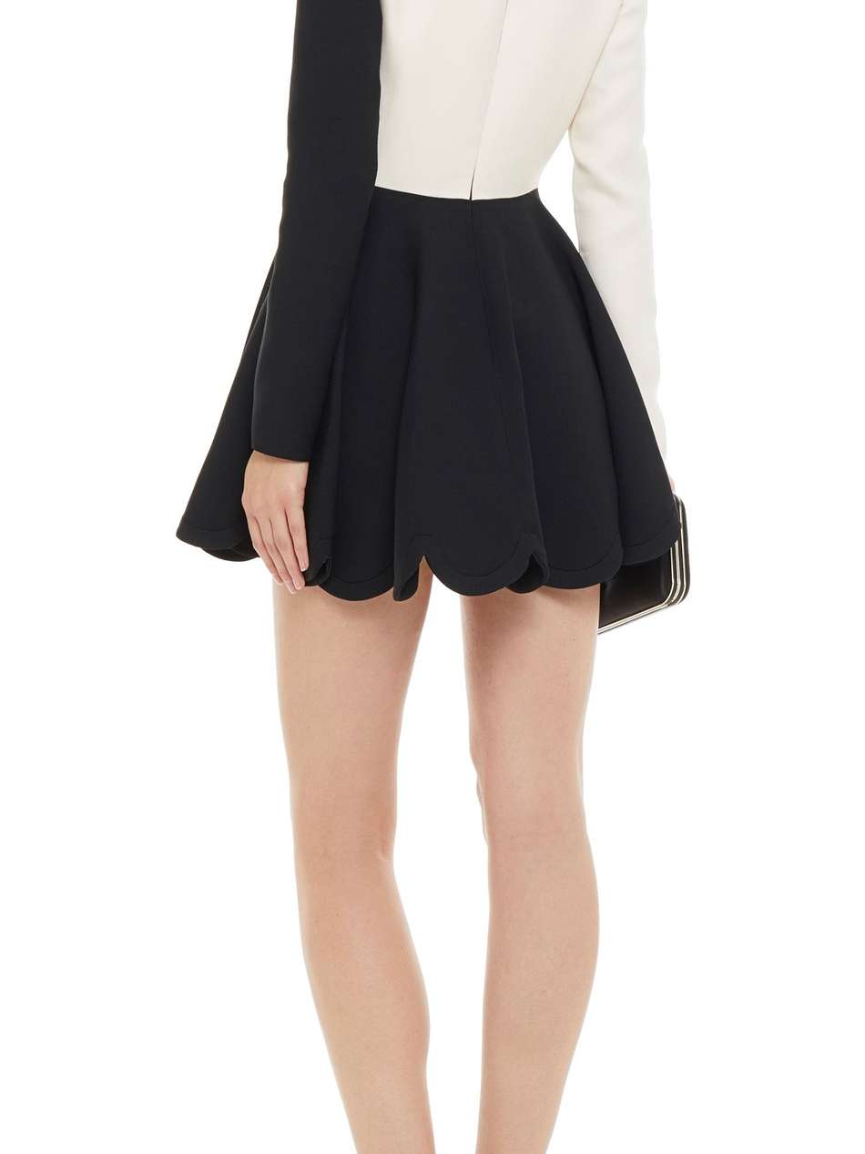 scalloped two-tone wool and silk-blend crepe mini dress