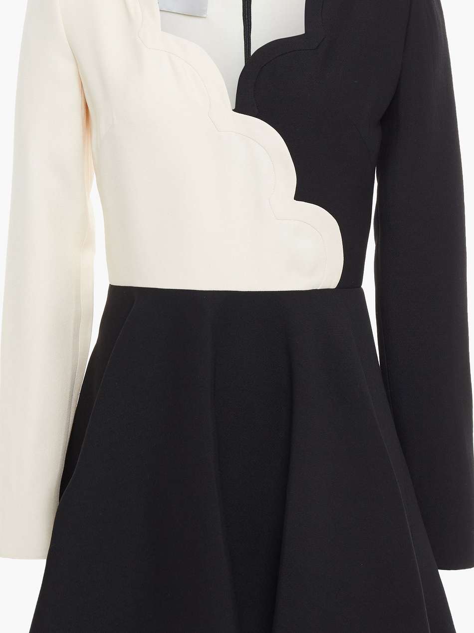 scalloped two-tone wool and silk-blend crepe mini dress