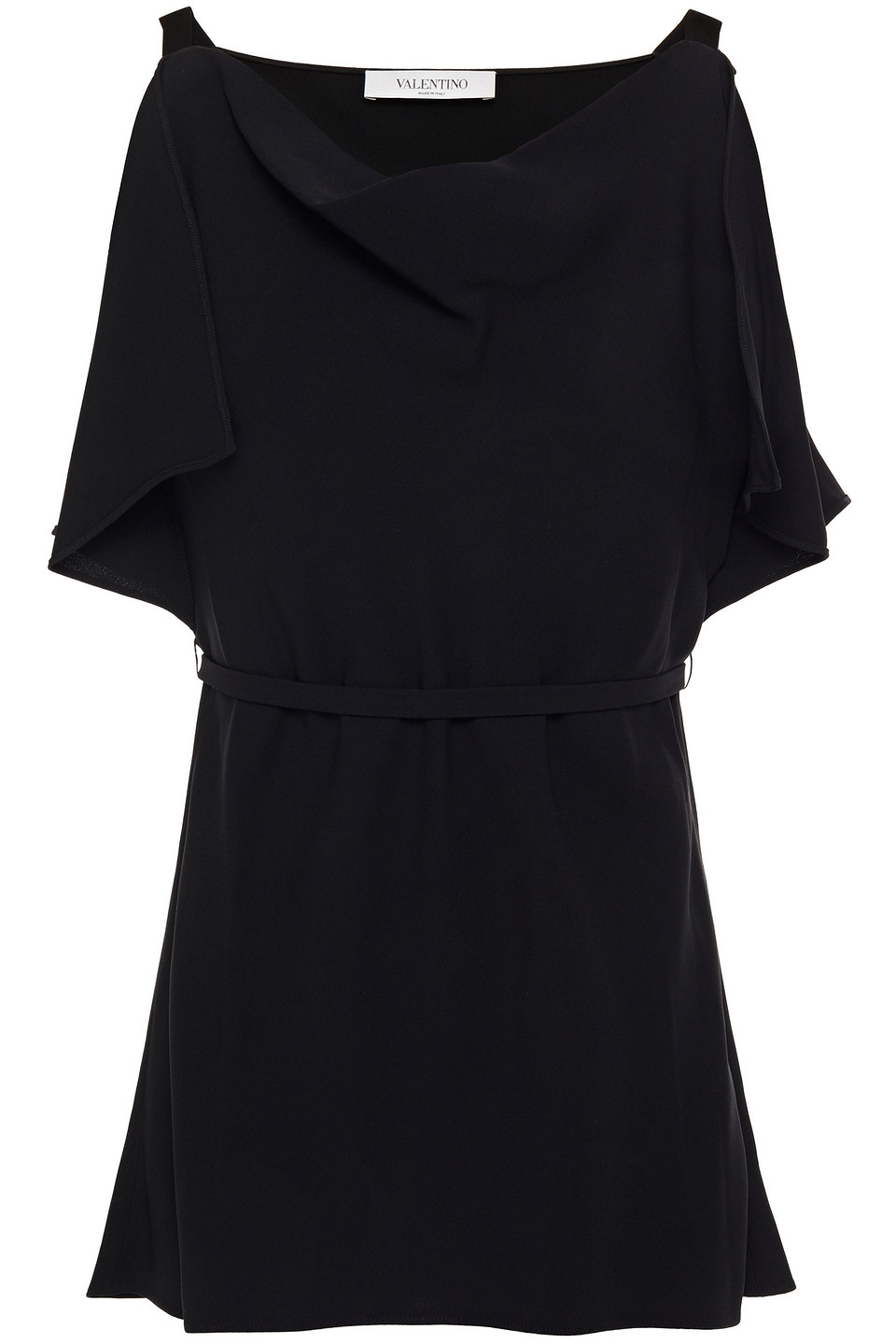 Valentino Woman Belted Draped Silk-crepe Top Black Size 38