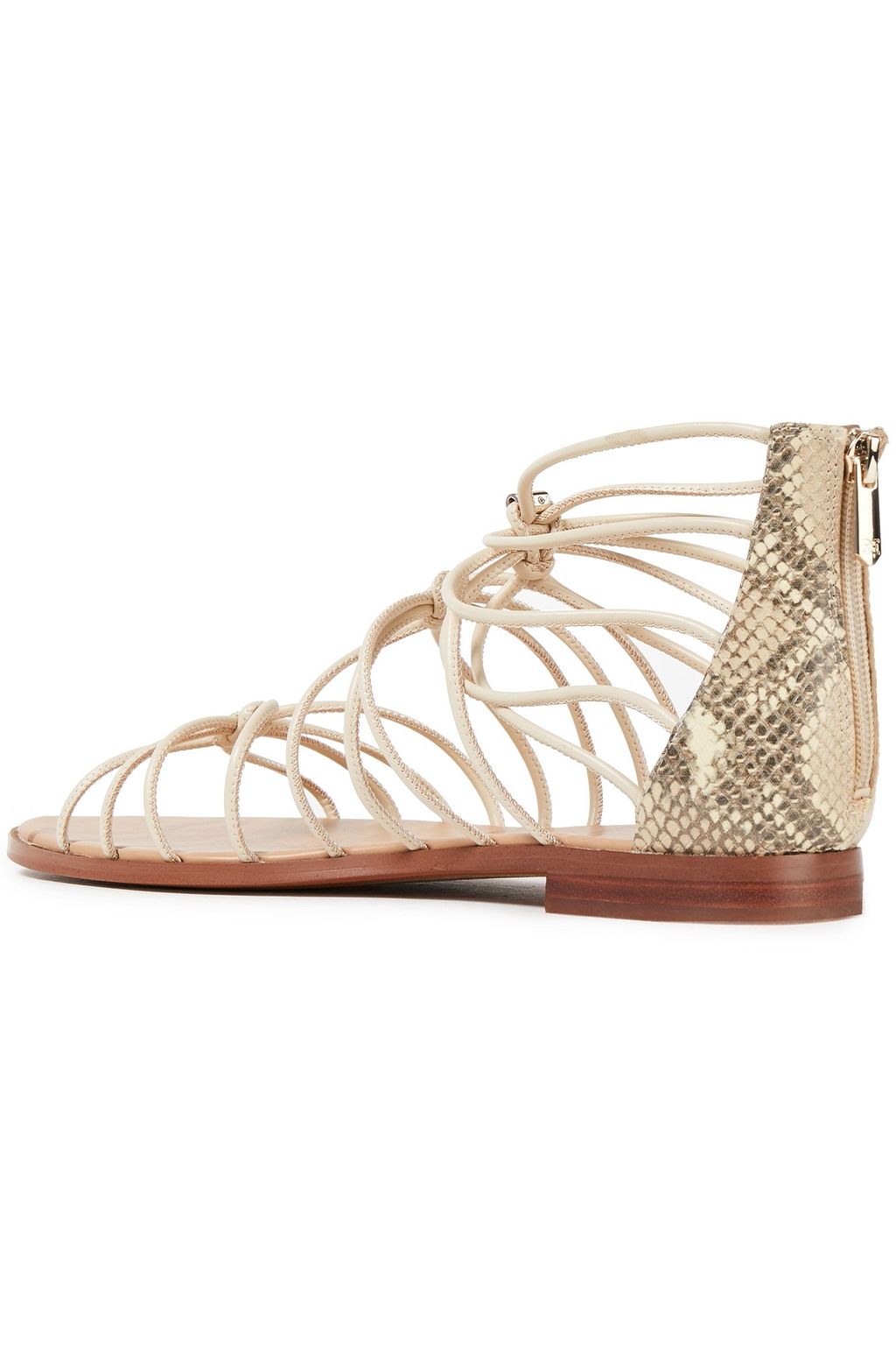SAM EDELMAN Emi smooth and snake-effect leather sandals