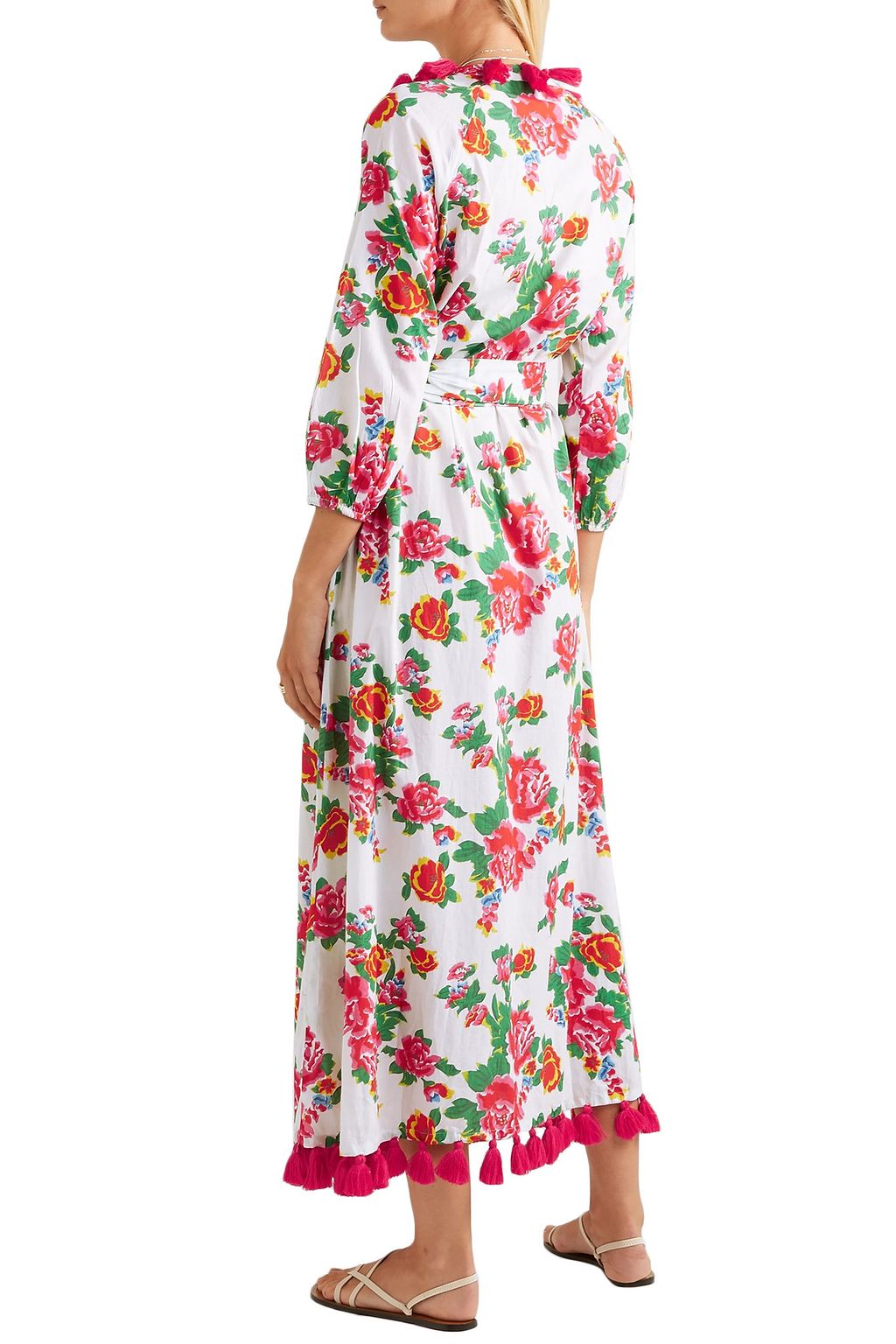 RHODE Lena tassel-trimmed floral-print cotton-voile maxi wrap dress