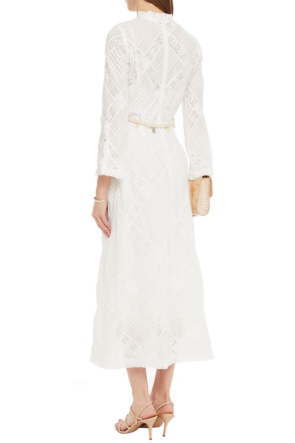 ZIMMERMANN Freja belted lace-trimmed cotton-voile midi dress