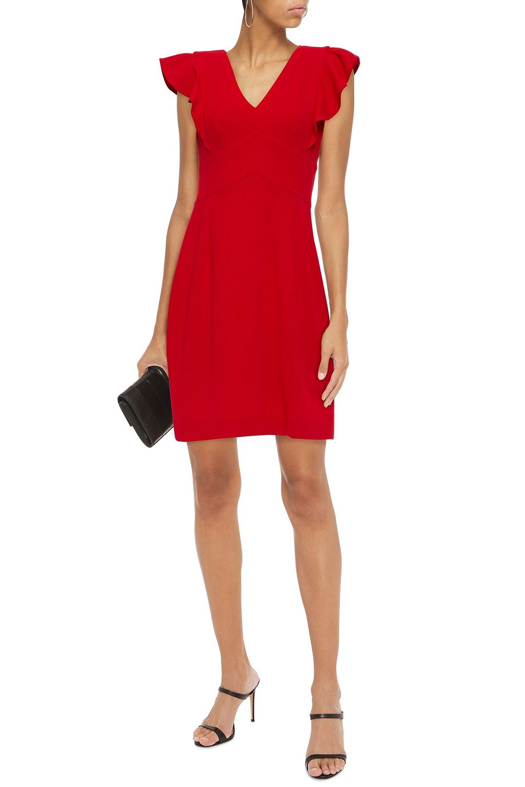 DKNY Ruffled stretch-crepe mini dress
